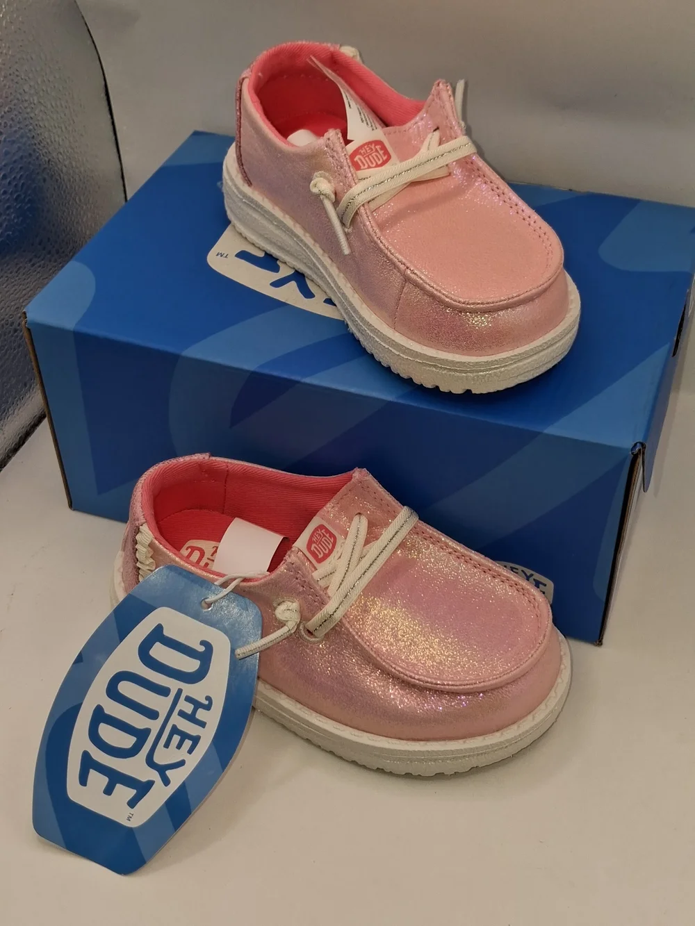 Hey Dude LilDude Pink Metallic Slip-On Shoes Size US C7US  Toddlers  Brand New